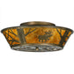 Meyda Lighting Moose at Dawn 22" 4-Light Antique Copper Flush Mount Light With Amber Mica Shade Glass