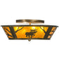 Meyda Lighting Moose at Dawn 22" 4-Light Antique Copper Flush Mount Light With Amber Mica Shade Glass