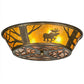 Meyda Lighting Moose at Dawn 22" 4-Light Antique Copper Flush Mount Light With Amber Mica Shade Glass