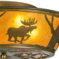 Meyda Lighting Moose at Dawn 22" 4-Light Antique Copper Flush Mount Light With Amber Mica Shade Glass