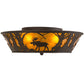 Meyda Lighting Moose at Dawn 22" 4-Light Oil Rubbed Bronze Flush Mount Light With Amber Mica Shade Glass