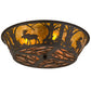 Meyda Lighting Moose at Dawn 22" 4-Light Oil Rubbed Bronze Flush Mount Light With Amber Mica Shade Glass