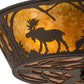 Meyda Lighting Moose at Dawn 22" 4-Light Oil Rubbed Bronze Flush Mount Light With Amber Mica Shade Glass