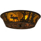Meyda Lighting Moose at Dawn 22" 4-Light Oil Rubbed Bronze Flush Mount Light With Amber Mica Shade Glass