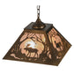 Meyda Lighting Moose at Dawn 23" 2-Light Antique Copper Pendant Light With Silver Mica Shade Glass