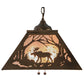 Meyda Lighting Moose at Dawn 23" 2-Light Antique Copper Pendant Light With Silver Mica Shade Glass