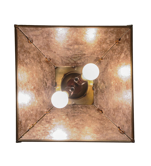 Meyda Lighting Moose at Dawn 23" 2-Light Antique Copper Pendant Light With Silver Mica Shade Glass