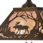 Meyda Lighting Moose at Dawn 23" 2-Light Antique Copper Pendant Light With Silver Mica Shade Glass
