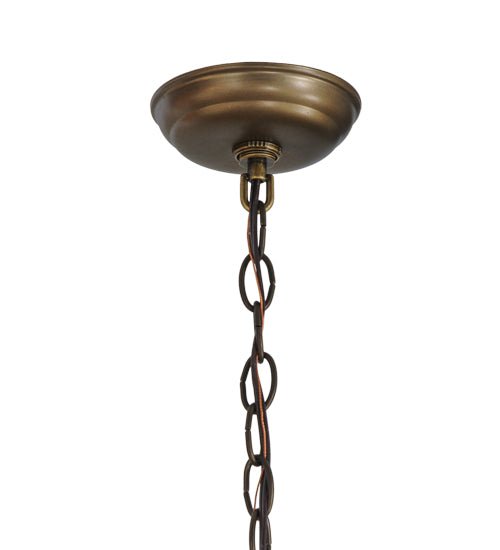 Meyda Lighting Moose at Dawn 23" 2-Light Antique Copper Pendant Light With Silver Mica Shade Glass