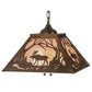 Meyda Lighting Moose at Dawn 23" 2-Light Antique Copper Pendant Light With Silver Mica Shade Glass
