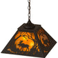 Meyda Lighting Moose at Dawn 23" 2-Light Oil Rubbed Bronze Pendant Light With Amber Mica Shade Glass