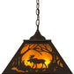 Meyda Lighting Moose at Dawn 23" 2-Light Oil Rubbed Bronze Pendant Light With Amber Mica Shade Glass