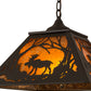Meyda Lighting Moose at Dawn 23" 2-Light Oil Rubbed Bronze Pendant Light With Amber Mica Shade Glass