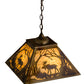 Meyda Lighting Moose at Dawn 23" 3-Light Light Burnished Brass Tint Pendant Light With Beige Art Shade Glass