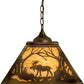 Meyda Lighting Moose at Dawn 23" 3-Light Light Burnished Brass Tint Pendant Light With Beige Art Shade Glass