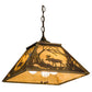 Meyda Lighting Moose at Dawn 23" 3-Light Light Burnished Brass Tint Pendant Light With Beige Art Shade Glass