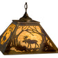 Meyda Lighting Moose at Dawn 23" 3-Light Light Burnished Brass Tint Pendant Light With Beige Art Shade Glass
