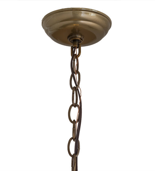 Meyda Lighting Moose at Dawn 23" 3-Light Light Burnished Brass Tint Pendant Light With Beige Art Shade Glass