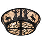 Meyda Lighting Moose at Dawn 23" 4-Light Textured Black Flush Mount Light With Silver Mica Shade Glass