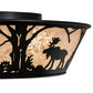 Meyda Lighting Moose at Dawn 23" 4-Light Textured Black Flush Mount Light With Silver Mica Shade Glass