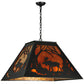 Meyda Lighting Moose at Dawn 42" 4-Light Textured Black Pendant Light With Amber Mica Shade Glass