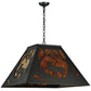 Meyda Lighting Moose at Dawn 42" 4-Light Textured Black Pendant Light With Amber Mica Shade Glass