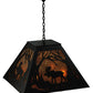 Meyda Lighting Moose at Dawn 42" 4-Light Textured Black Pendant Light With Amber Mica Shade Glass