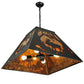 Meyda Lighting Moose at Dawn 42" 4-Light Textured Black Pendant Light With Amber Mica Shade Glass