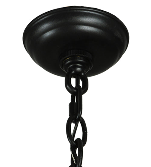 Meyda Lighting Moose at Dawn 42" 4-Light Textured Black Pendant Light With Amber Mica Shade Glass