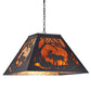 Meyda Lighting Moose at Dawn 42" 4-Light Textured Black Pendant Light With Amber Mica Shade Glass