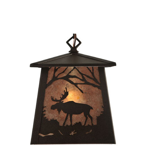 Meyda Lighting Moose at Dawn 48" Cafe Noir Mini Pendant Light With Silver Mica Shade Glass