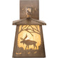 Meyda Lighting Moose at Dawn 7" Antique Copper Hanging Wall Sconce With Honey Ripple Shade Glass