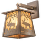 Meyda Lighting Moose at Dawn 7" Antique Copper Hanging Wall Sconce With Honey Ripple Shade Glass