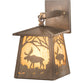 Meyda Lighting Moose at Dawn 7" Antique Copper Hanging Wall Sconce With Honey Ripple Shade Glass