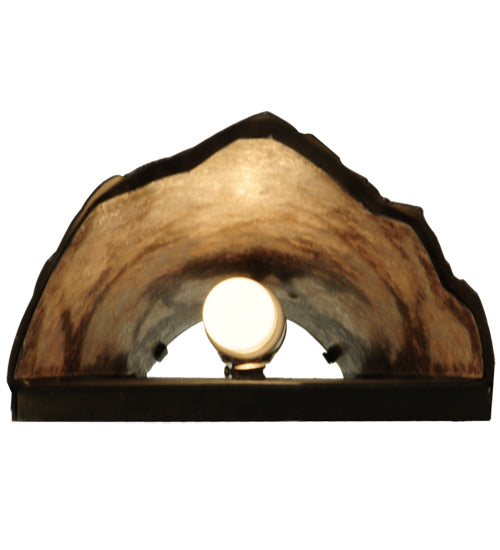 Meyda Lighting Moose at Dawn 8" Antique Copper Left Wall Sconce With Silver Mica Shade Glass