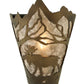 Meyda Lighting Moose at Dawn 8" Antique Copper Left Wall Sconce With Silver Mica Shade Glass