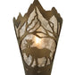 Meyda Lighting Moose at Dawn 8" Antique Copper Left Wall Sconce With Silver Mica Shade Glass