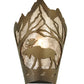 Meyda Lighting Moose at Dawn 8" Antique Copper Left Wall Sconce With Silver Mica Shade Glass