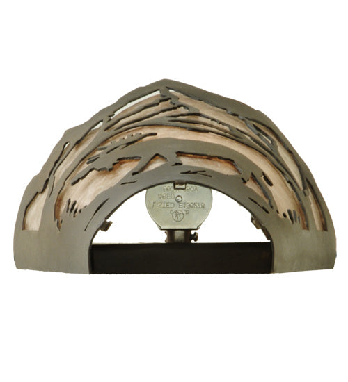 Meyda Lighting Moose at Dawn 8" Antique Copper Left Wall Sconce With Silver Mica Shade Glass