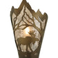 Meyda Lighting Moose at Dawn 8" Antique Copper Right Wall Sconce With Silver Mica Shade Glass