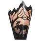 Meyda Lighting Moose at Dawn 8" Timeless Bronze Left Wall Sconce With Silver Mica Shade Glass
