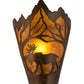 Meyda Lighting Moose at Dawn 9" Antique Copper Left Wall Sconce With Amber Mica Shade Glass