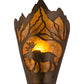Meyda Lighting Moose at Dawn 9" Antique Copper Left Wall Sconce With Amber Mica Shade Glass