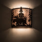 Meyda Lighting Moose at Dusk 12" 2-Light Mahogany Bronze Wall Sconce With Silver Mica Shade Glass