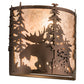 Meyda Lighting Moose at Dusk 12" 2-Light Mahogany Bronze Wall Sconce With Silver Mica Shade Glass