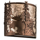 Meyda Lighting Moose at Dusk 12" 2-Light Mahogany Bronze Wall Sconce With Silver Mica Shade Glass