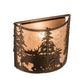 Meyda Lighting Moose at Dusk 12" 2-Light Mahogany Bronze Wall Sconce With Silver Mica Shade Glass