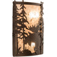 Meyda Lighting Moose at Dusk 12" 2-Light Mahogany Bronze Wall Sconce With Silver Mica Shade Glass
