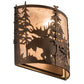Meyda Lighting Moose at Dusk 12" 2-Light Mahogany Bronze Wall Sconce With Silver Mica Shade Glass