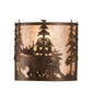 Meyda Lighting Moose at Dusk 12" 2-Light Mahogany Bronze Wall Sconce With Silver Mica Shade Glass